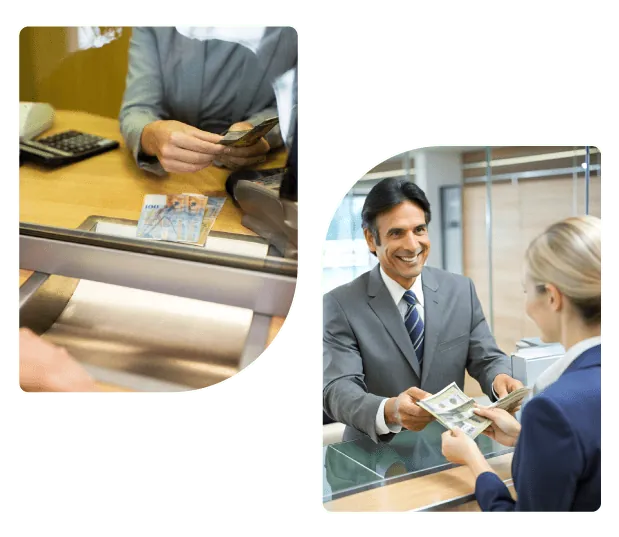 People Depositing their money in bank